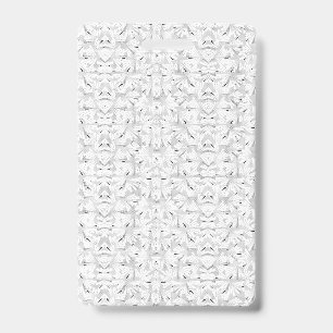 A textured pattern featuring white and grey hues, badge