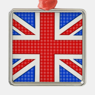 A textured Union Jack flag. Metal Ornament