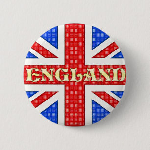 A textured Union Jack flag with England written ac 2 Inch Round Button
