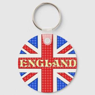 A textured Union Jack flag with England written ac Keychain