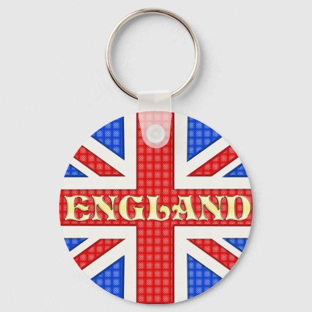 A textured Union Jack flag with England written ac Keychain (Front)