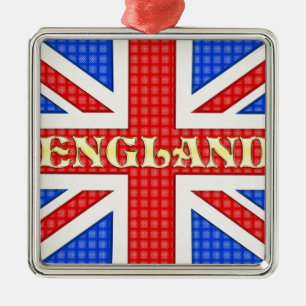A textured Union Jack flag with England written ac Metal Ornament