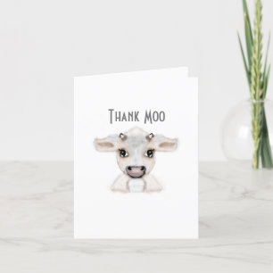 A Thank Moo Card Cow Thank You Card Cute Cow