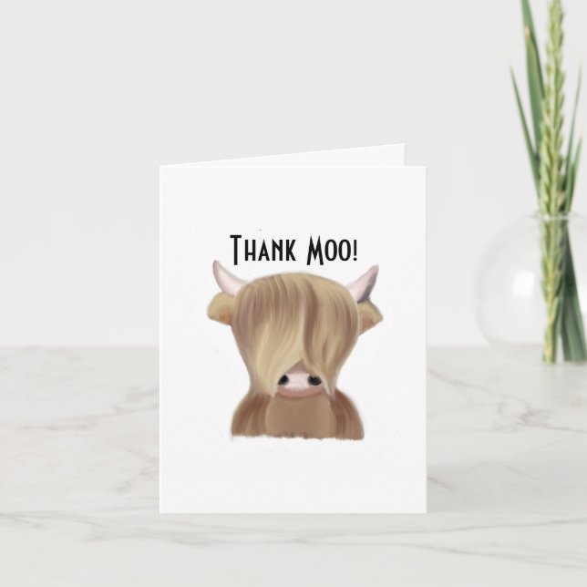 A Thank Moo Card |Thank You Card| Highlander Cow (Front)