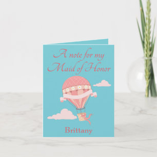A thank you for maid of honour hot air balloon card