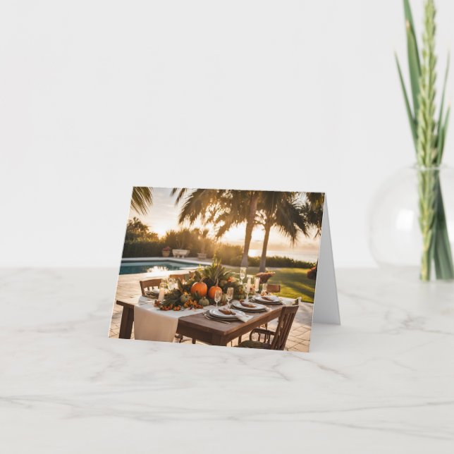 A Thanksgiving Feast in a Tropical Setting  Thank You Card (Front)