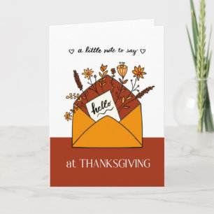 A Thanksgiving Note to Say Hello with Flowers Card