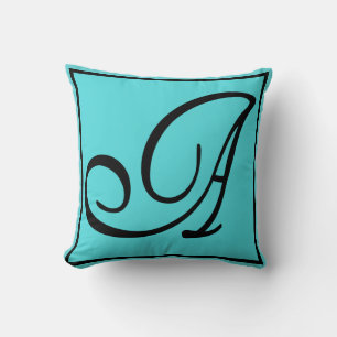 A - The Letter A on Aqua Background Throw Pillow