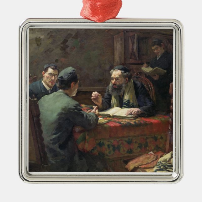 A Theological Debate, 1888 Metal Ornament (Front)