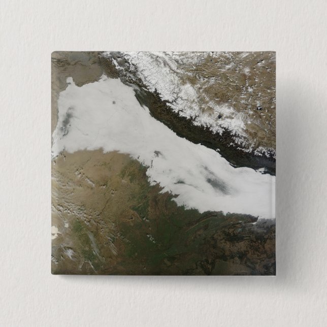 A thick bank of low clouds 2 inch square button (Front)