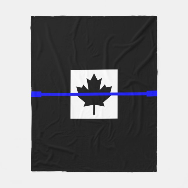 A Thin Blue Line Canadian Flag Fleece Blanket (Front)