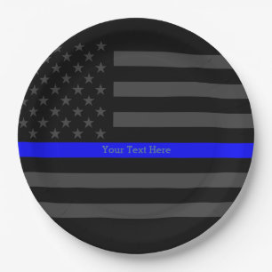 A Thin Blue Line US Flag Your Own Personalized Paper Plate