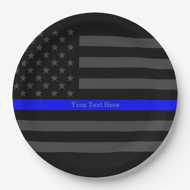 A Thin Blue Line US Flag Your Own Personalized Paper Plate (Front)