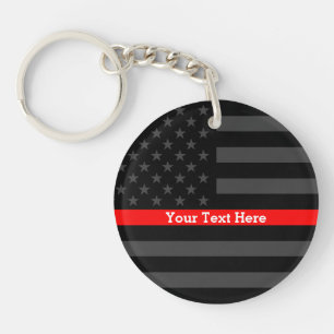 A Thin Red Line US Flag Personalized Keeper Keychain
