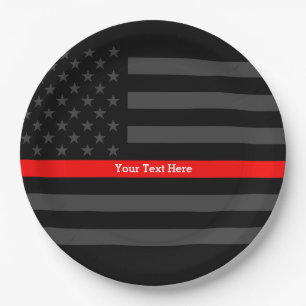 A Thin Red Line US Flag Your Own Personalized Paper Plate