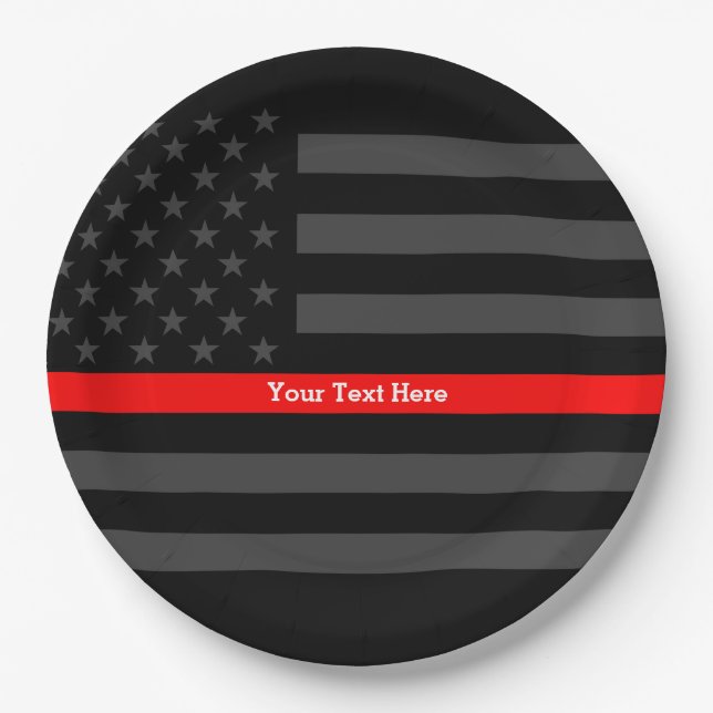 A Thin Red Line US Flag Your Own Personalized Paper Plate (Front)