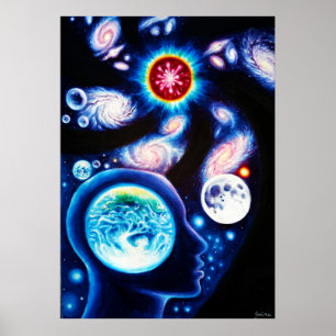 A thinker and his view of the universe poster
