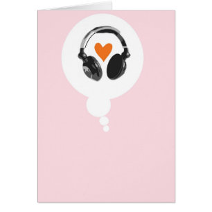 A thought bubble with a heart and headphones