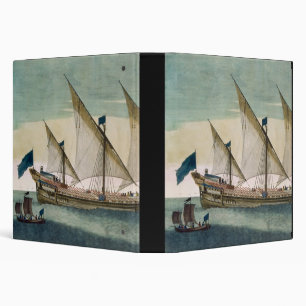 A three-masted Galleass under way by sail, oars sh Binder