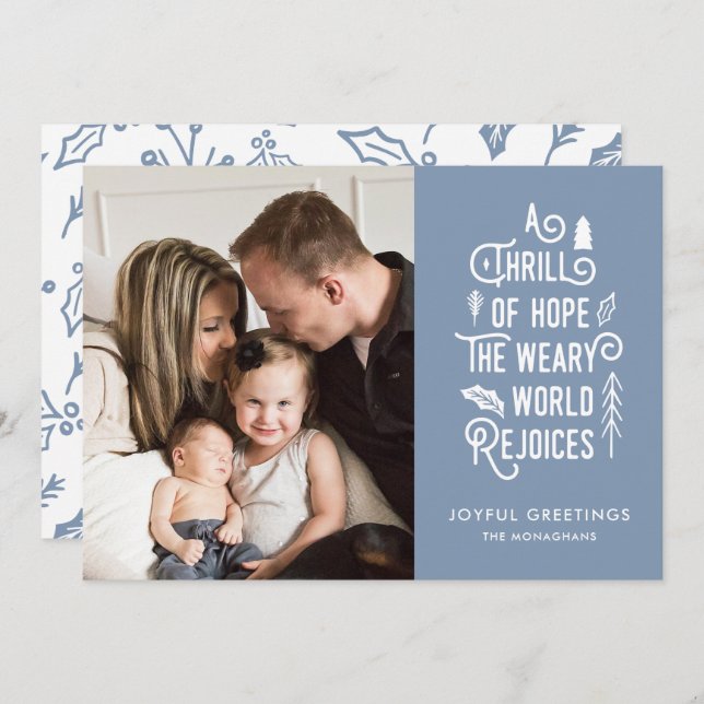 A Thrill of Hope | Dusty | Modern One Photo Holiday Card (Front/Back)