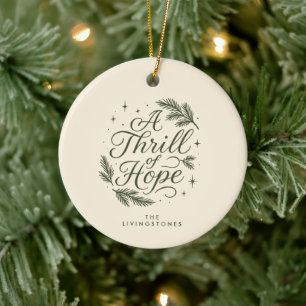 A Thrill of Hope Green Religious Photo Ceramic Ornament