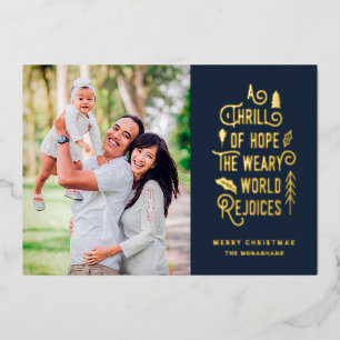 A Thrill of Hope Modern Photo Christmas Foil Holiday Card