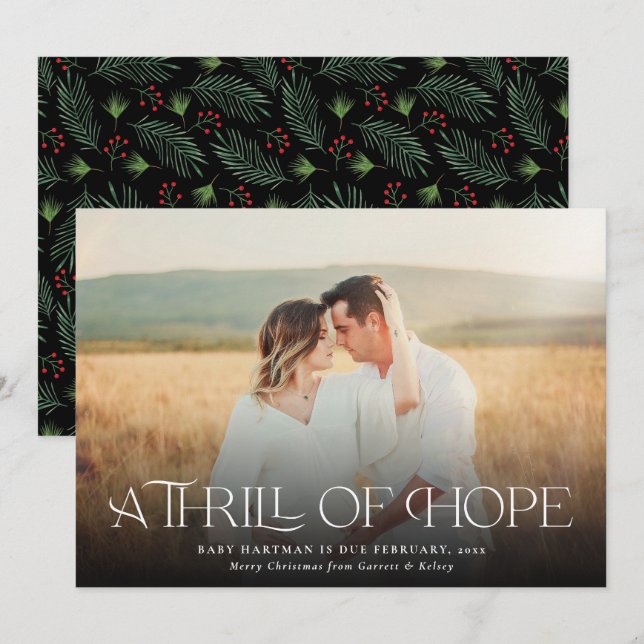 A Thrill of Hope Pregnancy Announcement Photo  (Front/Back)