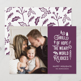 A Thrill of Hope   Purple   Modern One Photo Holiday Card