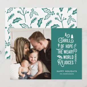 A Thrill of Hope   Teal   Modern One Photo Holiday Card