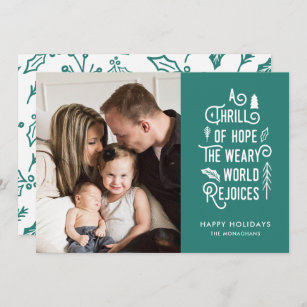 A Thrill of Hope   Teal   Modern One Photo Holiday Card