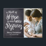 A thrill of Hope the weary world rejoices Baby Holiday Postcard<br><div class="desc">Personalize this Christmas postcard featuring the words "A thrill of hope the weary world rejoices" on chalkboard. Customize with a photo of baby, family name and birth announcement details. Include baby's birth date, stats and your return address of easy mailing. WIsh your family and friends "Merry Christmas" and introduce baby...</div>