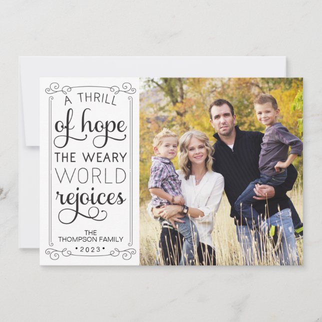 A Thrill of Hope Weary World Rejoices Photo Card (Front)