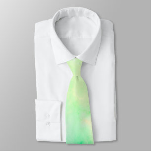 A tie with a light green and yellow watercolor