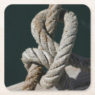 A Tied Knot On A Jetty Portugal Square Paper Coaster