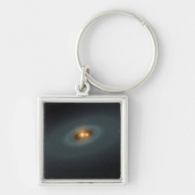 A tight pair of stars and a surrounding disc keychain (Front)