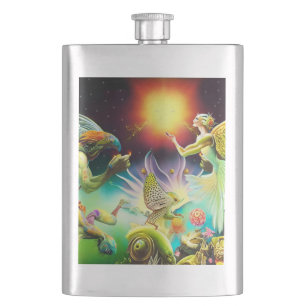 A Time of Recompense Oil Painting Hip Flask