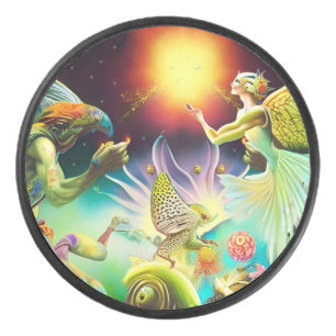 A Time of Recompense Oil Painting Hockey Puck