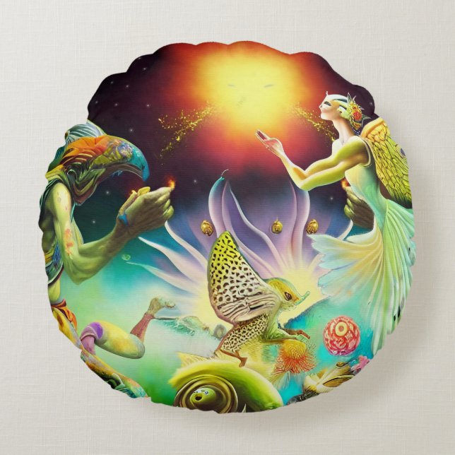 A Time of Recompense Oil Painting Round Pillow (Front)
