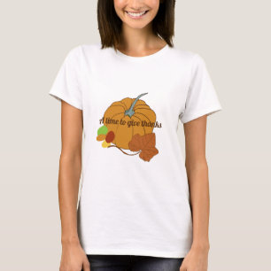 A time to give thanks pumpkin and leaf tshirt