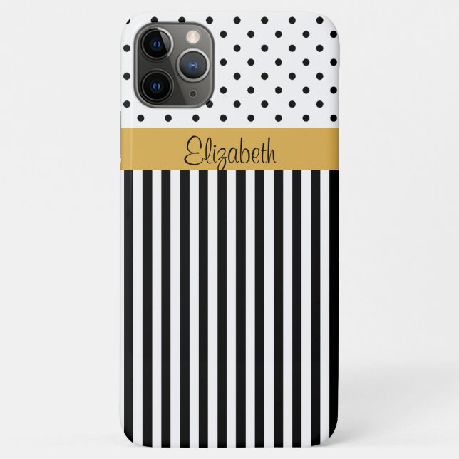 A Timeless Black White Stripes, Polka Dots Pattern Case-Mate iPhone Case (Back)
