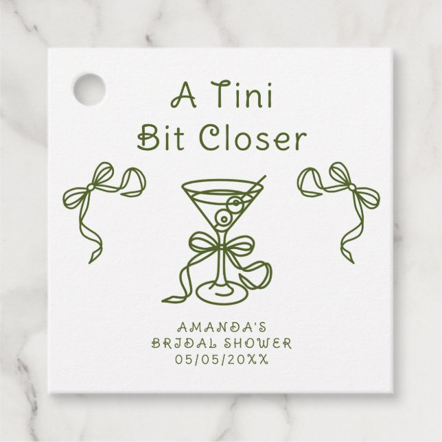 A Tini Bit Closer Bridal shower  Favour Tags (Front)