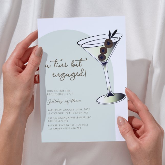 A tini bit engaged Olive Green Bachelorette  Invitation (Creator Uploaded)