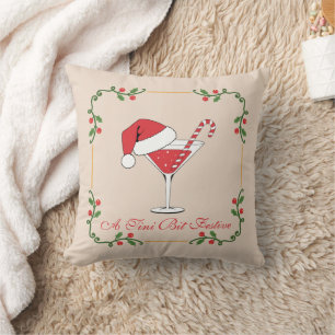 A Tini Bit Festive Santa Martini Throw Pillow