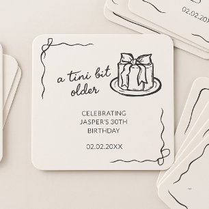 A Tini Bit Older Bow Cake Birthday Party Favor Square Paper Coaster