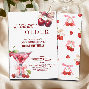 A Tini Bit Older Cherry Martini 102nd Birthday Invitation