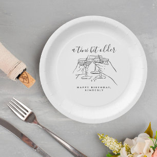 A Tini Bit Older Chic White Cocktai Birthday Party Paper Plate