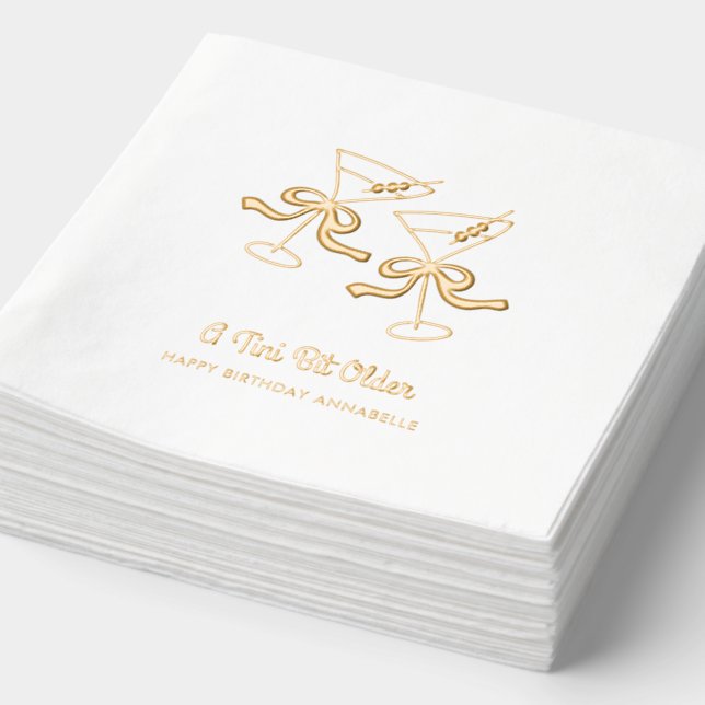 A Tini Bit Older Cocktail Gold Birthday Napkins (Detail)