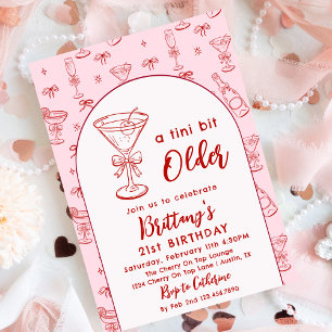 A Tini Bit Older Coquette Cherry Martini Birthday Invitation