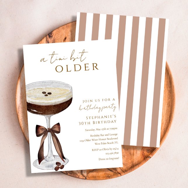 A Tini Bit Older Elegant Espresso Martini Birthday Invitation (Creator Uploaded)