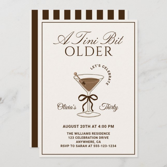 A Tini Bit Older Espresso Martini 30th Birthday Invitation (Front/Back)